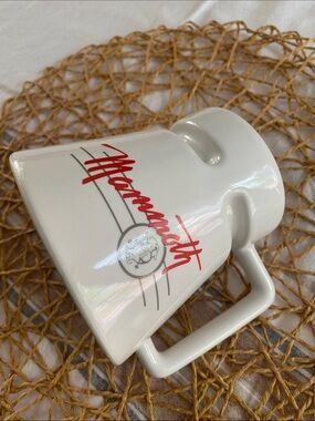 Vintage Hotjo Mammoth White Ceramic Mug with Elephant Skiing Logo